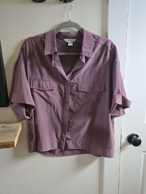 Athleta Dusty Rose Hike Packable Featherweight Stretch Button Down Shirt L